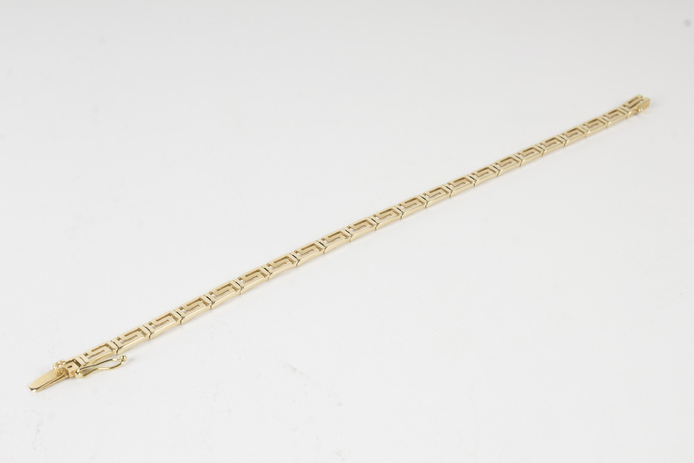 14K Yellow Gold Greek Key Link Bracelet