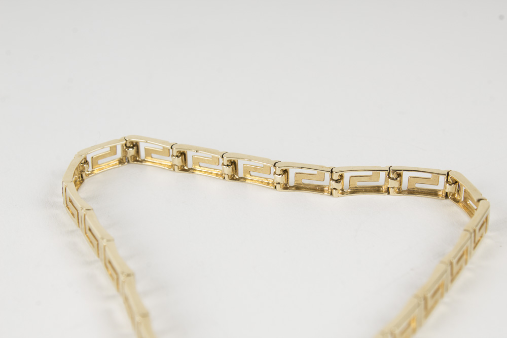 14K Yellow Gold Greek Key Link Bracelet