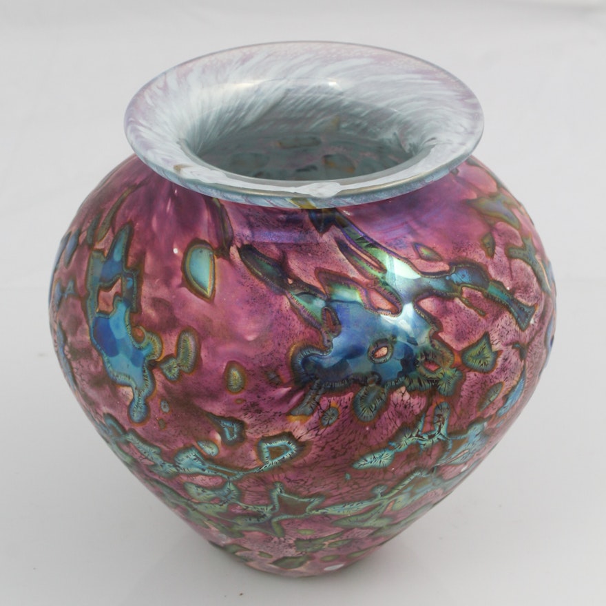 Signed Eickholt Glass Vase