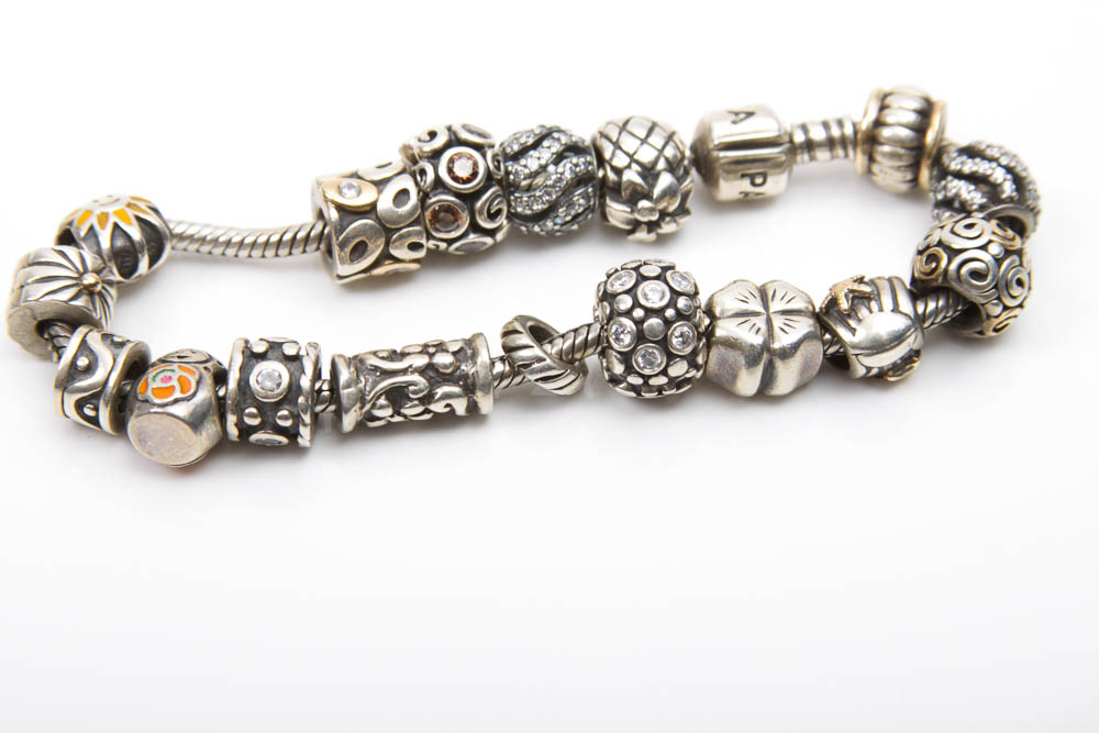 Pandora Sterling Silver and 14K Gold Charm Bracelet