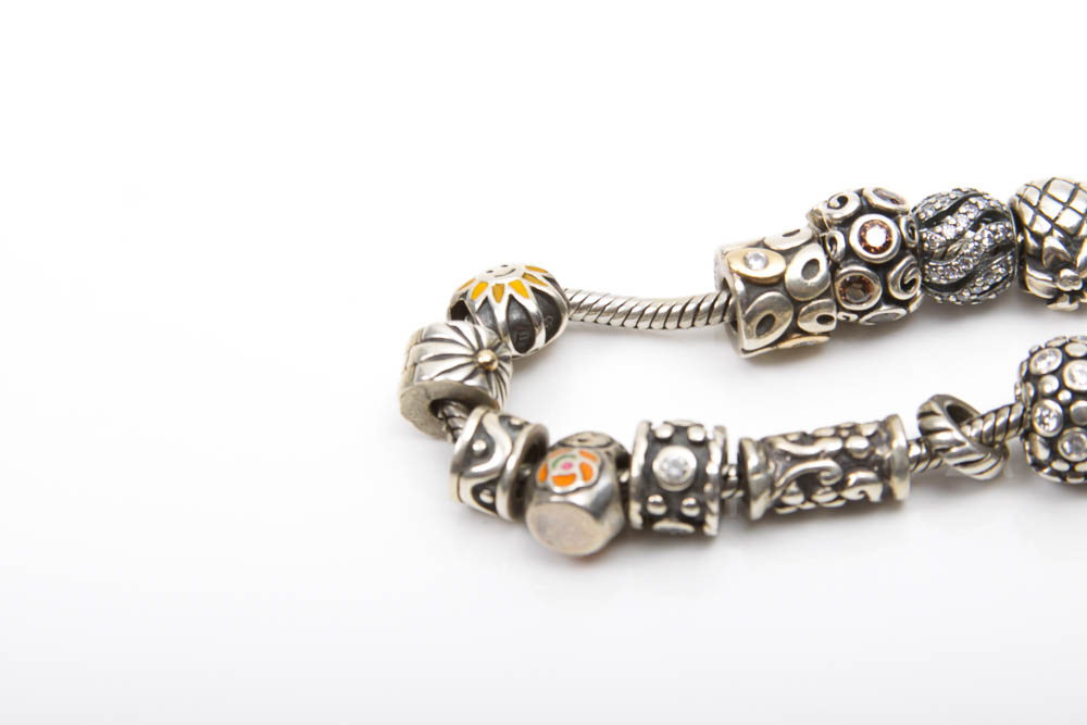 Pandora Sterling Silver and 14K Gold Charm Bracelet