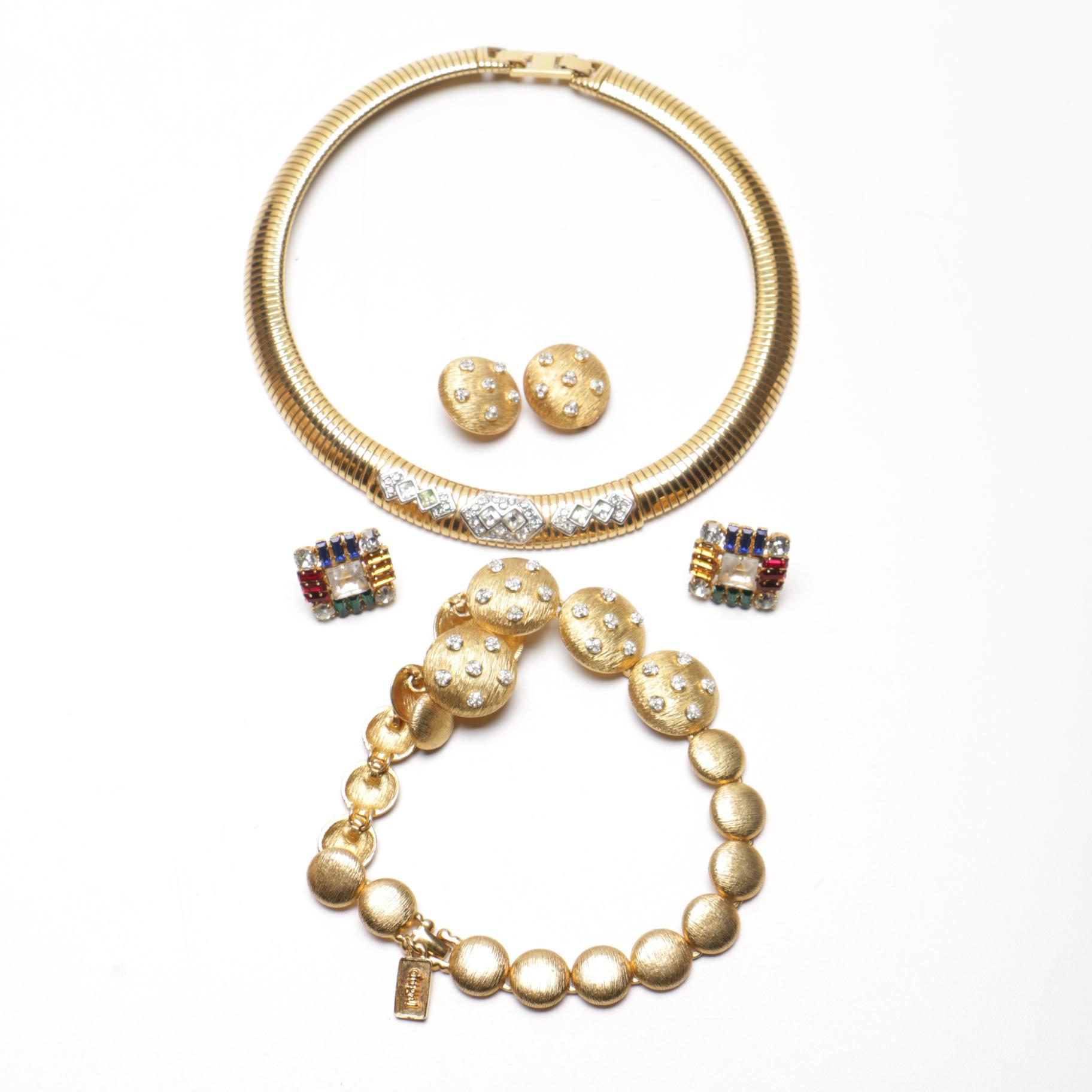 Assortment of Gold Tone Costume Jewelry