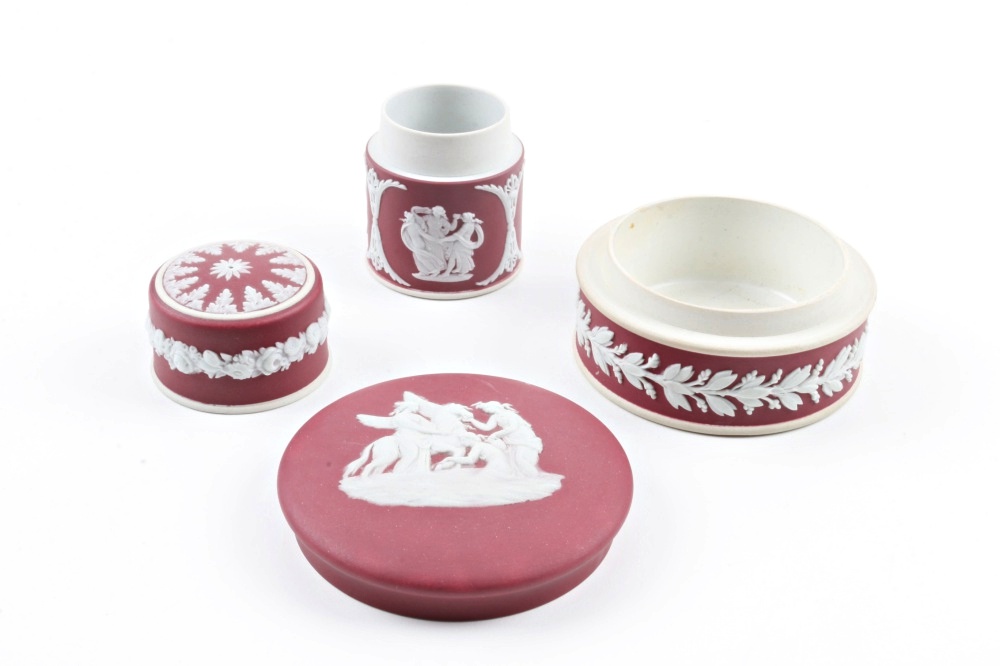 Two Wedgwood Red Jasperware Trinket Boxes