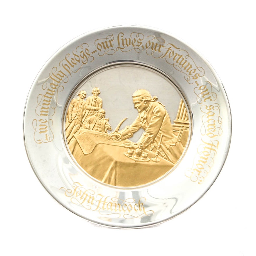 Sterling Silver Franklin Mint 1976 Bicentennial Commemorative Plate