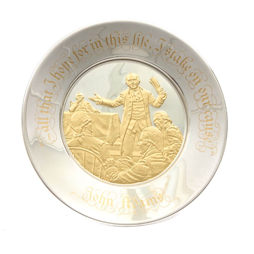 Sterling Silver Franklin Mint 1974 Bicentennial Commemorative Plate