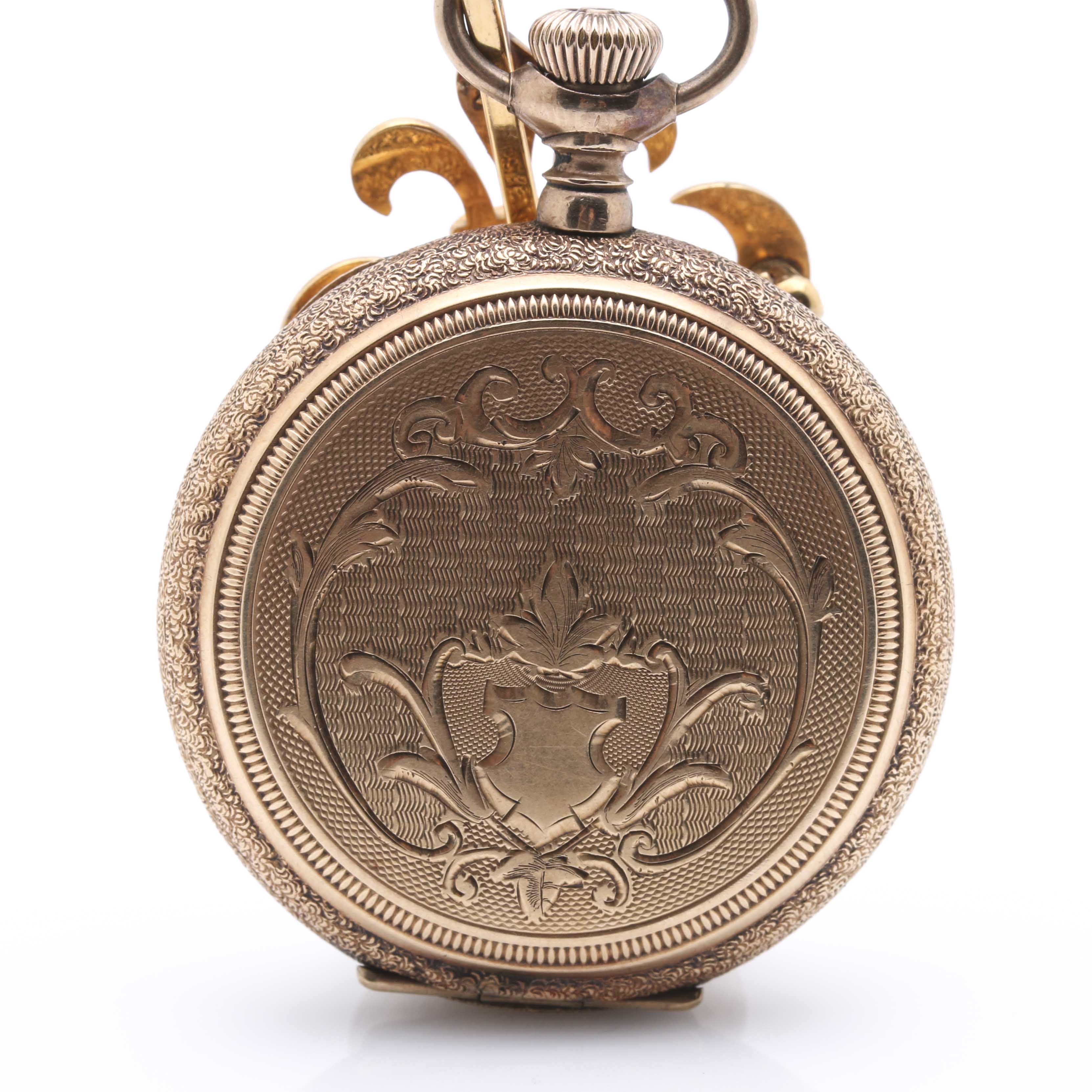 Antique Gold-Filled Waltham Pocket Watch With Gold-Filled Fleur de Lis Brooch