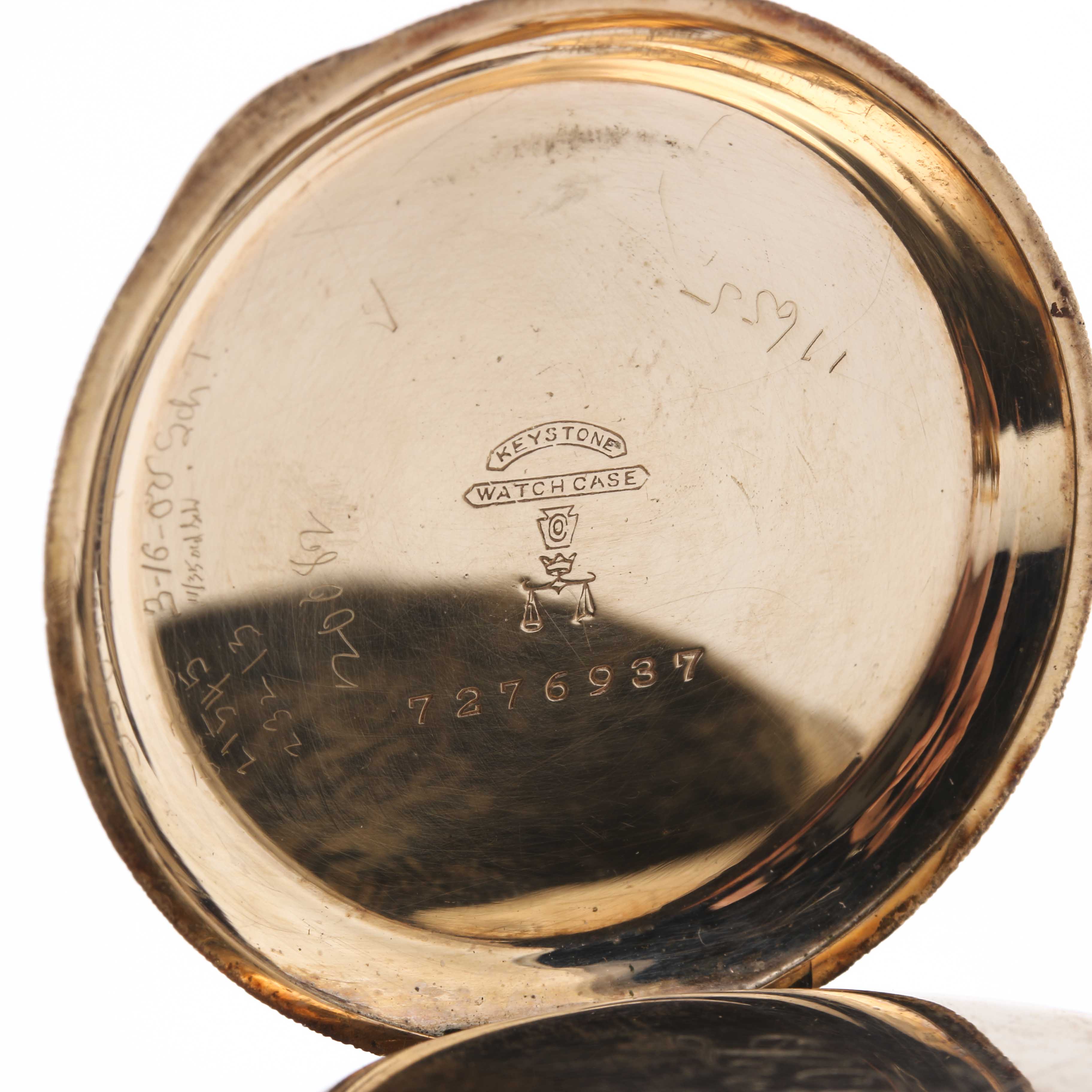 Antique Gold-Filled Waltham Pocket Watch With Gold-Filled Fleur de Lis Brooch