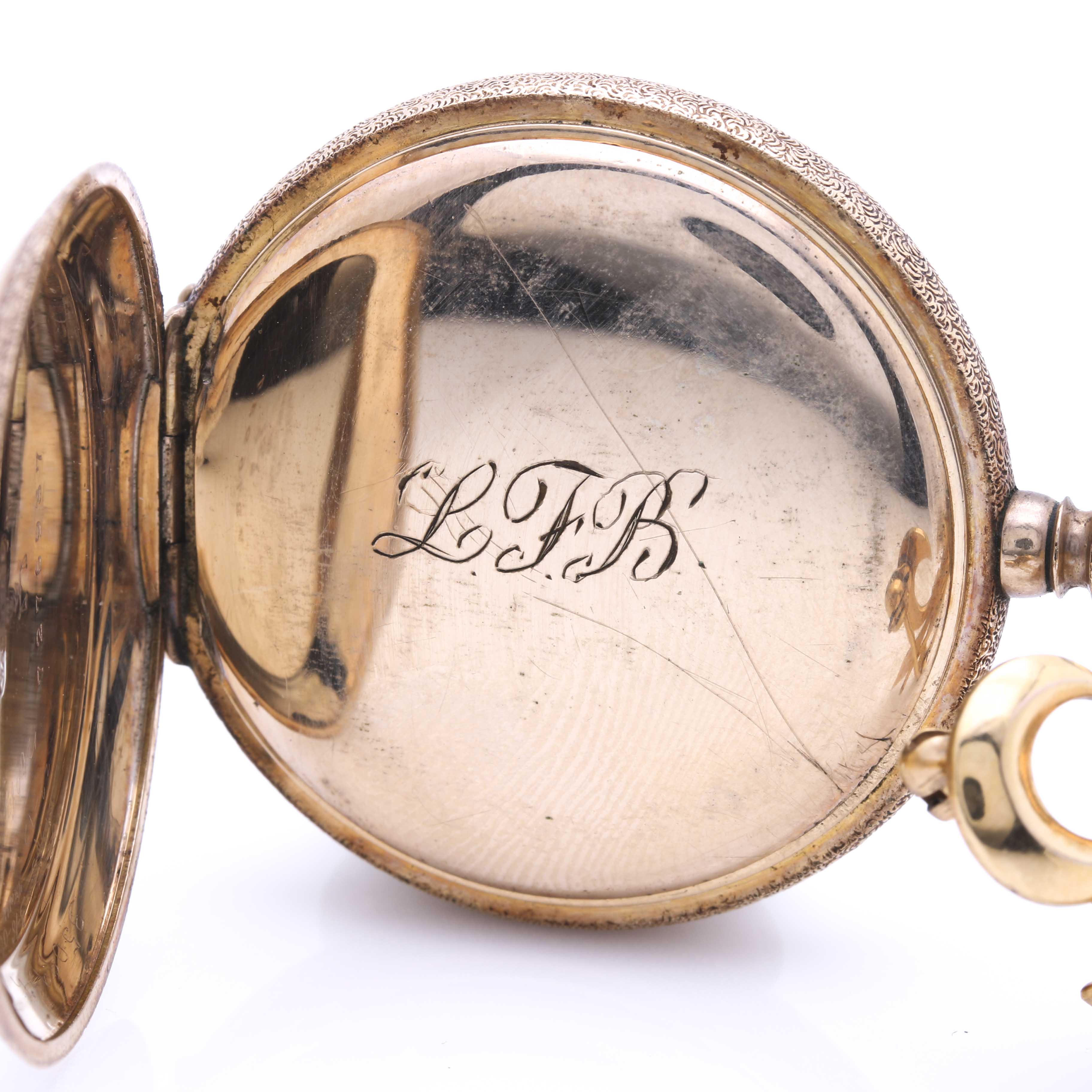 Antique Gold-Filled Waltham Pocket Watch With Gold-Filled Fleur de Lis Brooch