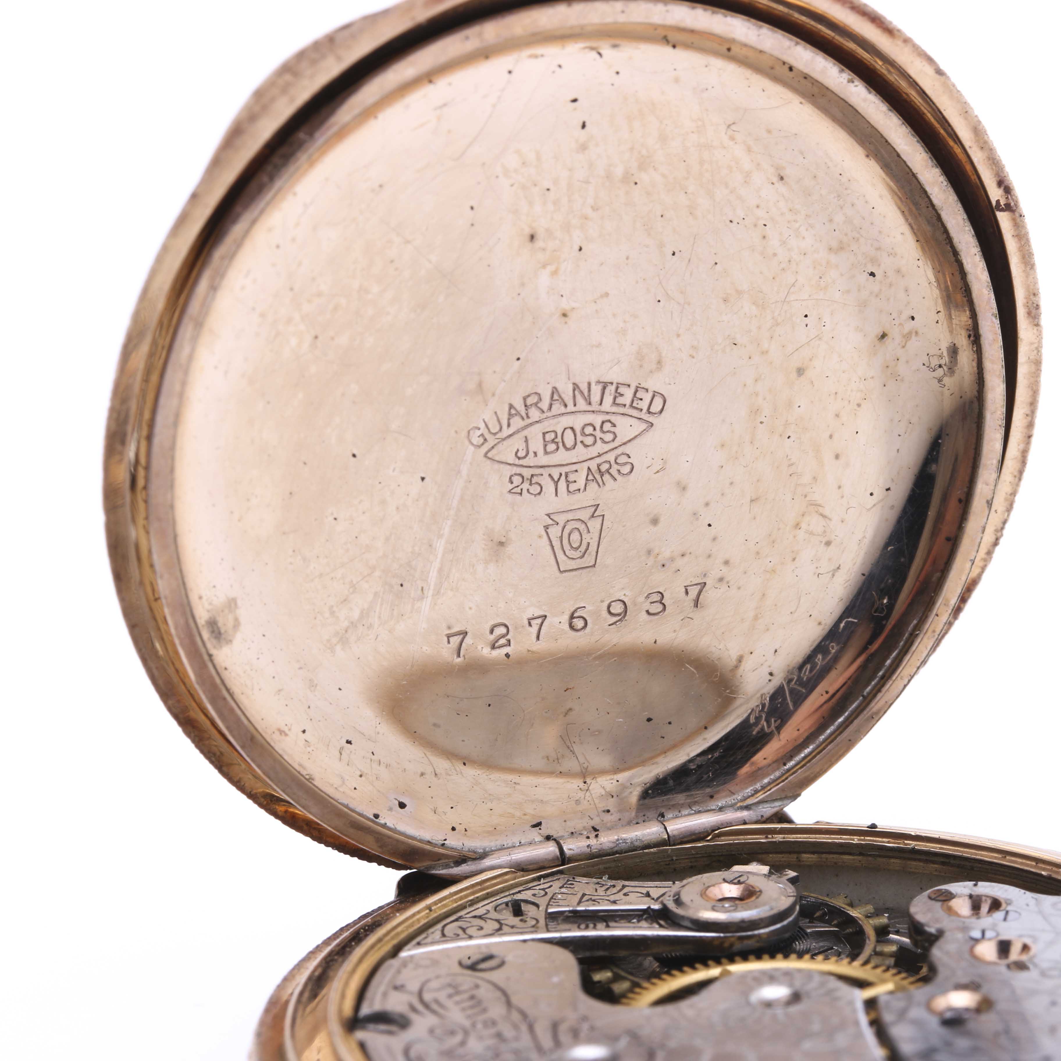 Antique Gold-Filled Waltham Pocket Watch With Gold-Filled Fleur de Lis Brooch