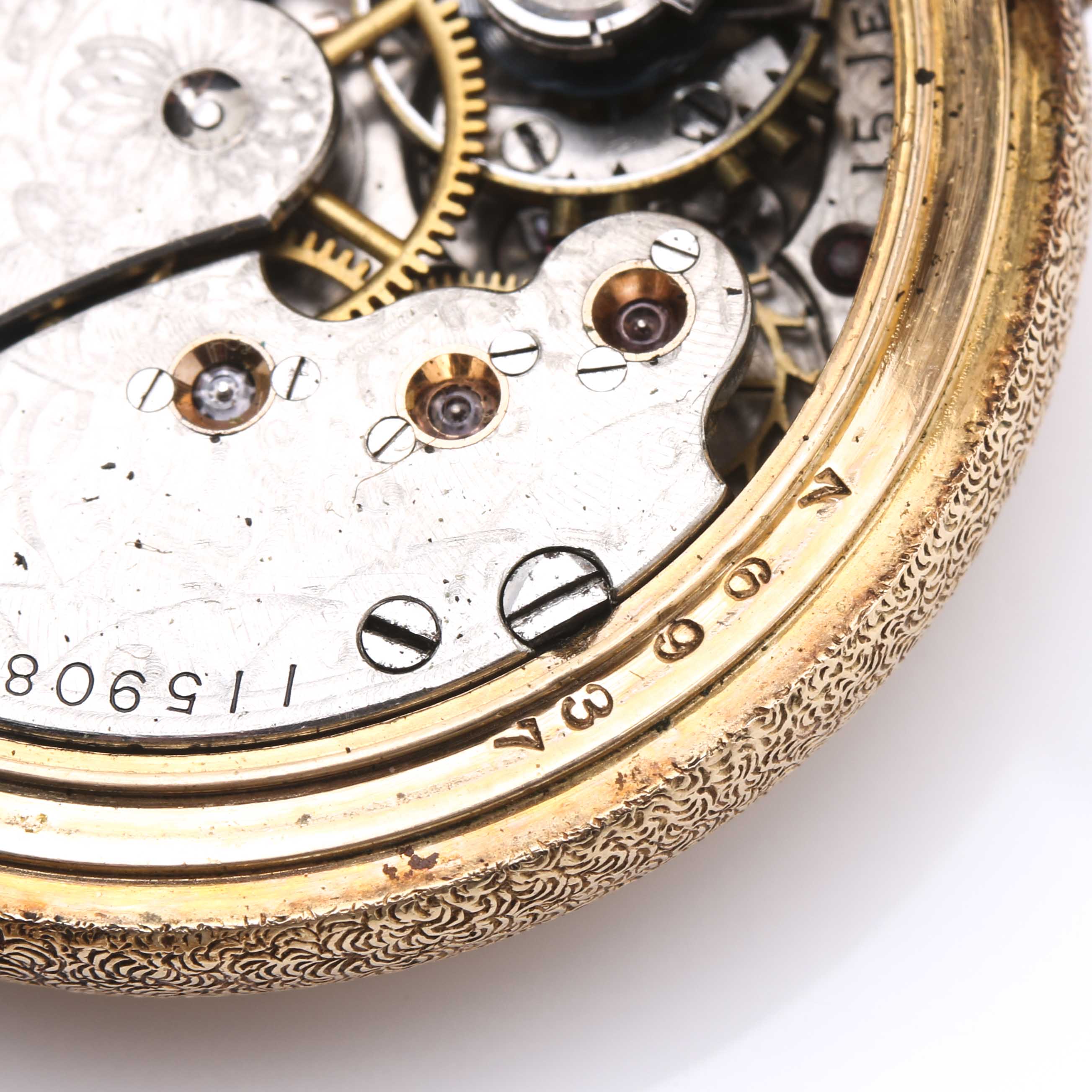 Antique Gold-Filled Waltham Pocket Watch With Gold-Filled Fleur de Lis Brooch