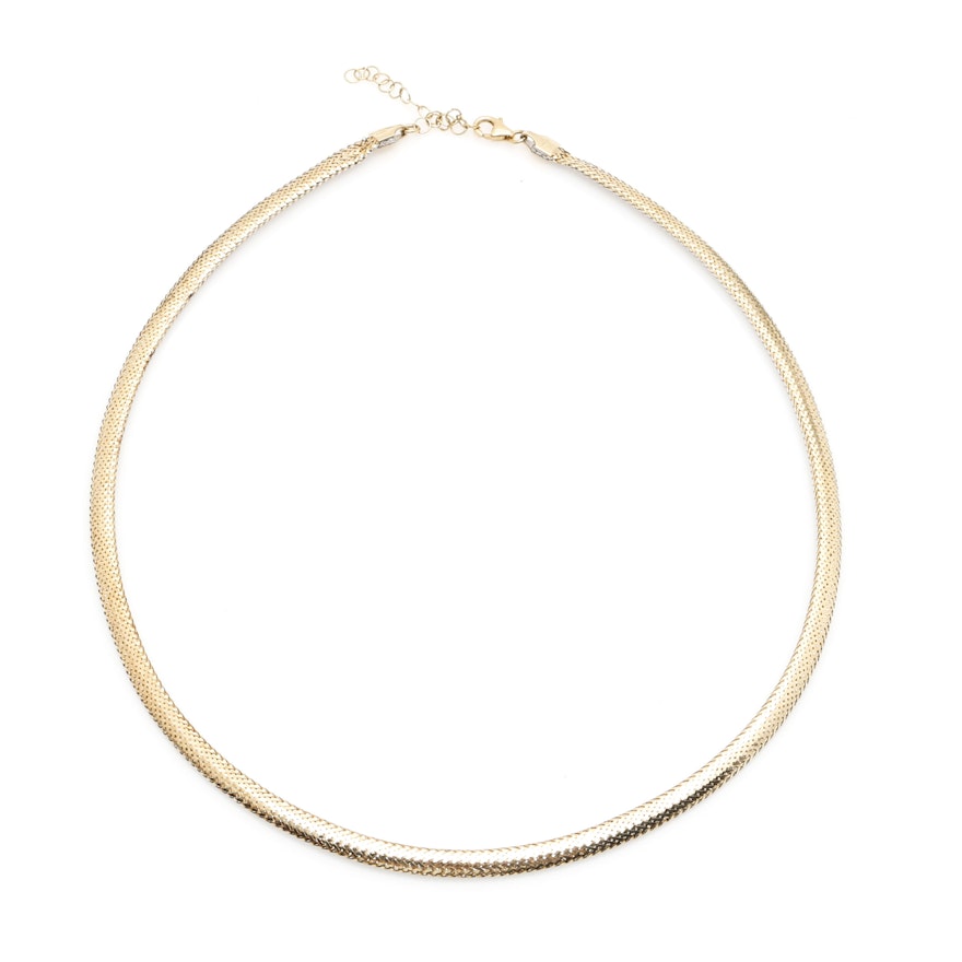 14K Yellow and White Gold Reversible Omega Necklace