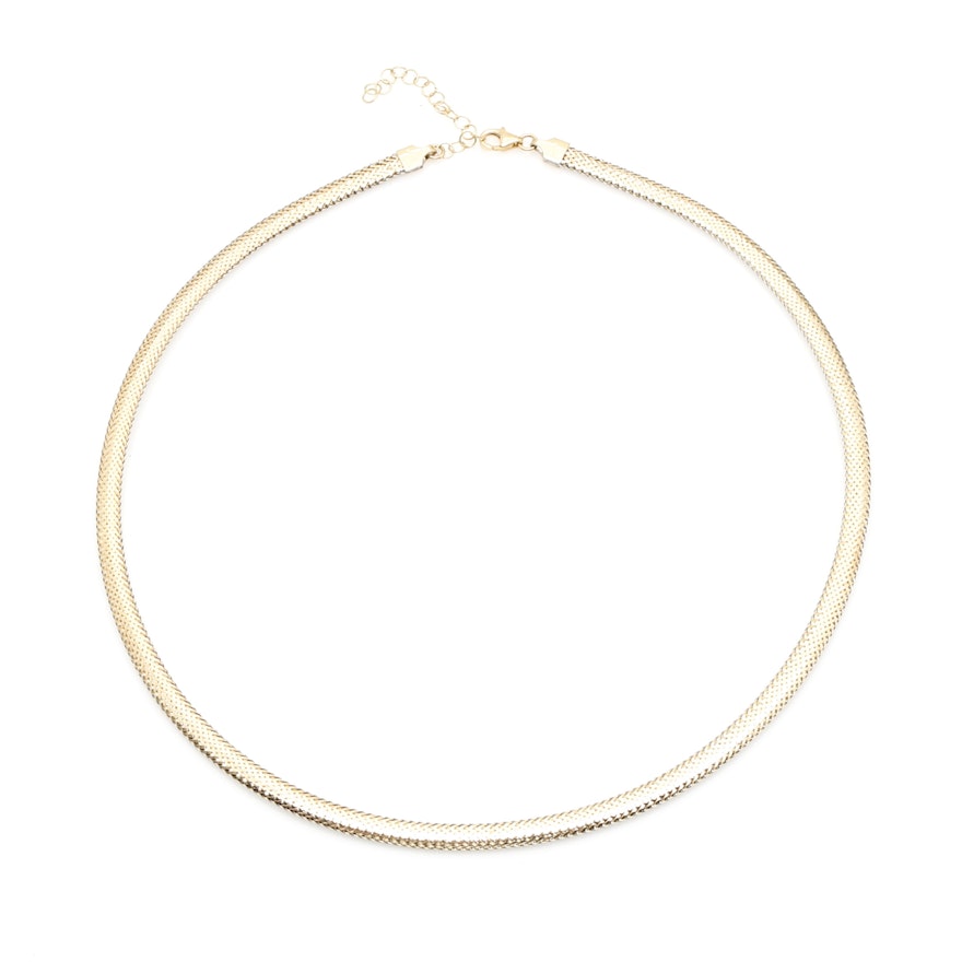 14K Yellow and White Gold Reversible Omega Necklace