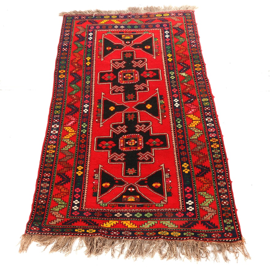 Hand-Knotted Nomadic Caucasian Area Rug