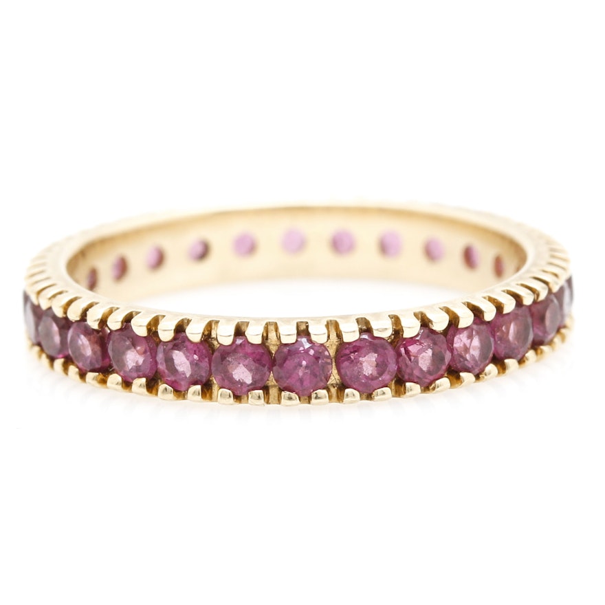 14K Yellow Gold and Amethyst Ring Band