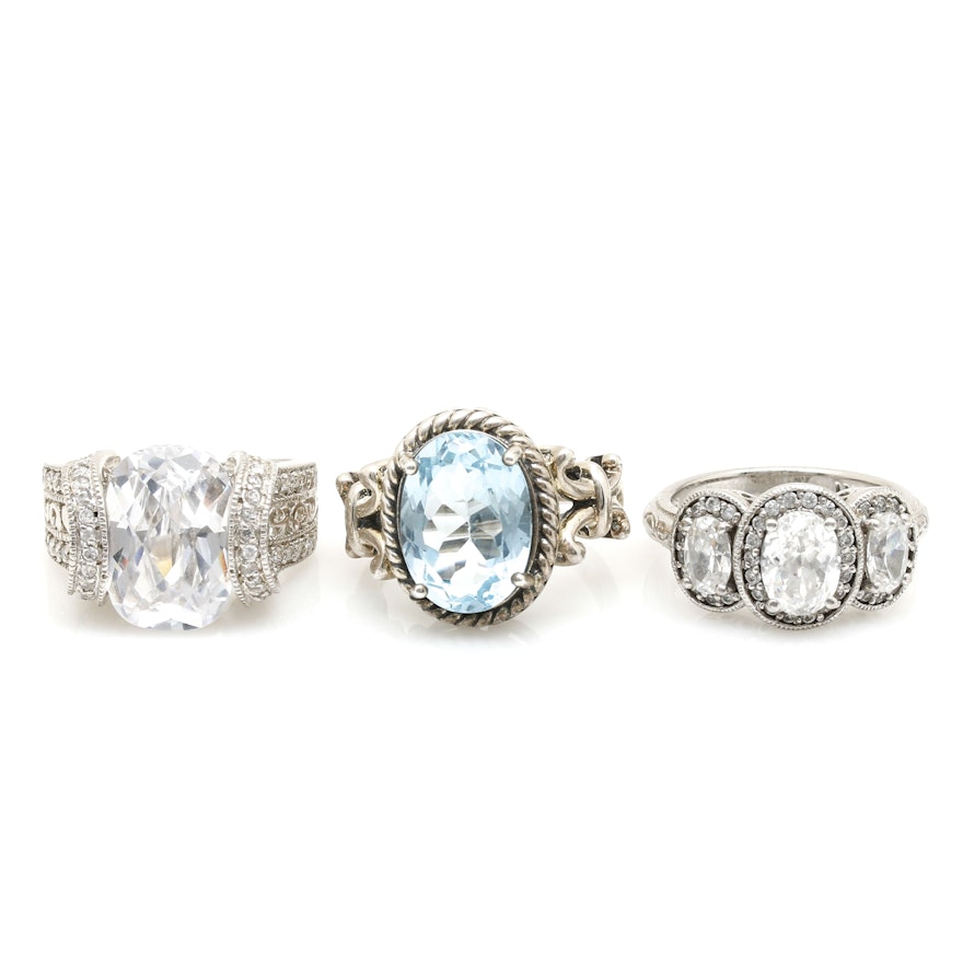 Sterling Silver Gemstone Rings Including Tacori