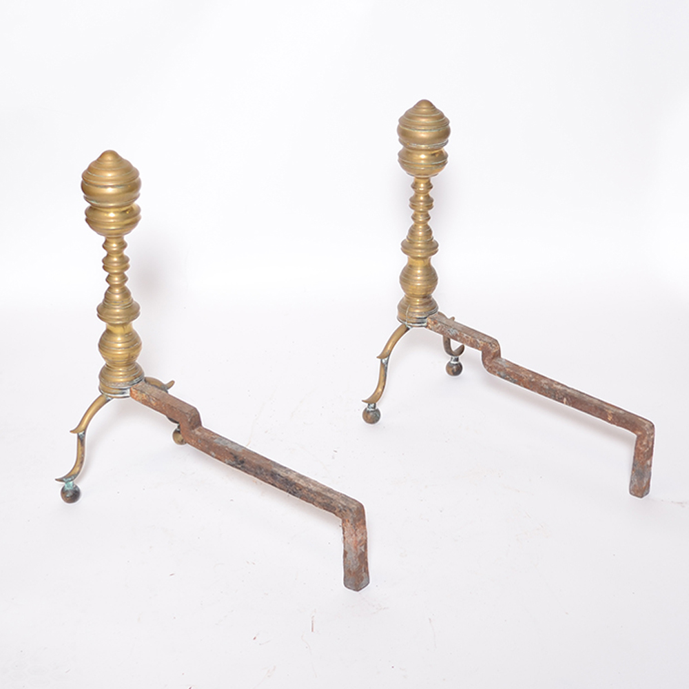Early 19th Century Federal Brass Andirons