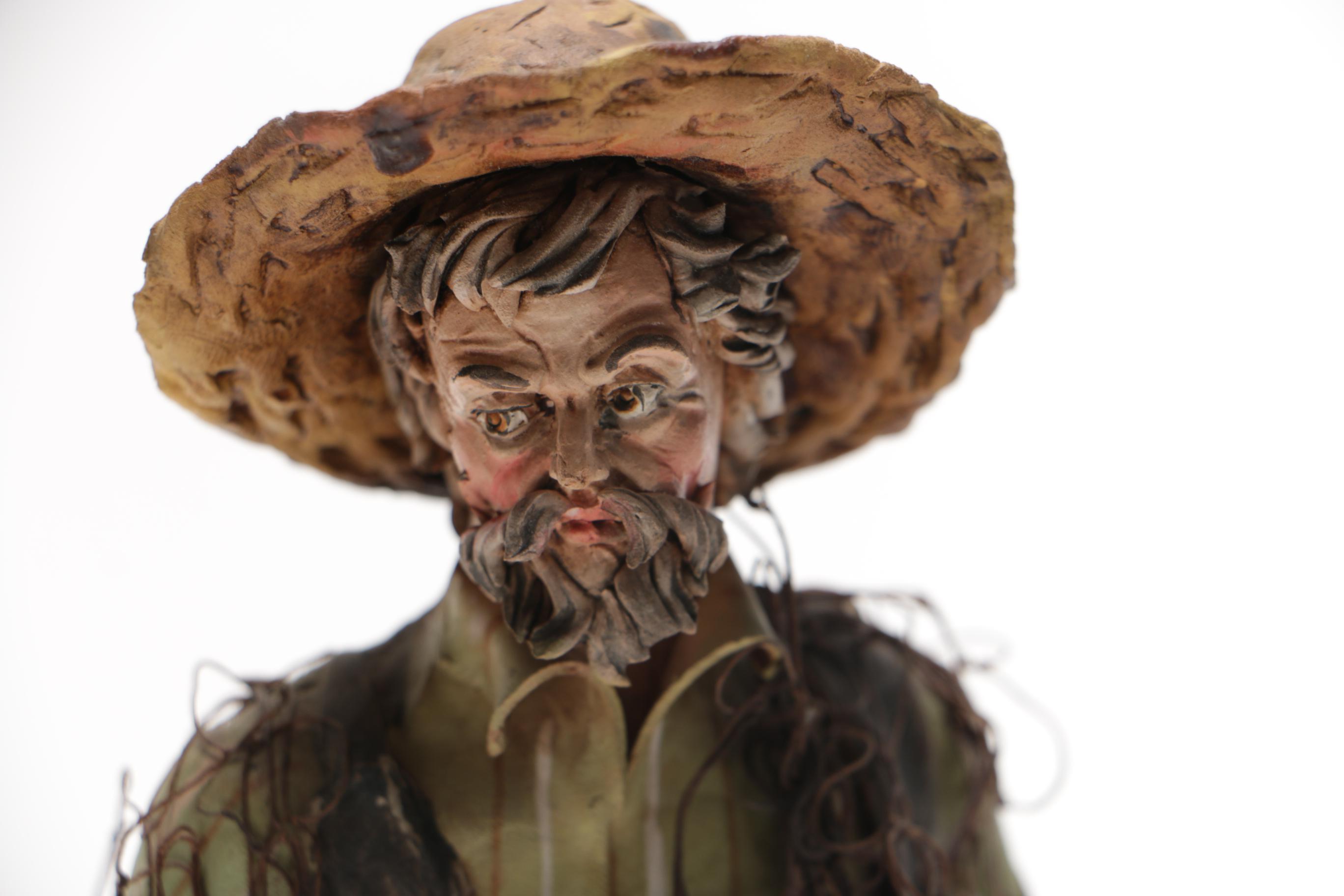 Handmade Terracotta Fisherman Figurine by Angela Tripi