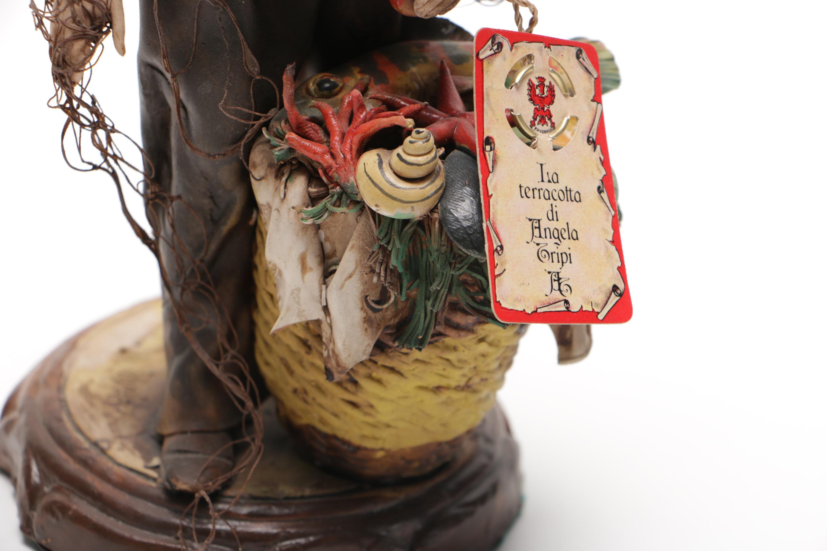 Handmade Terracotta Fisherman Figurine by Angela Tripi