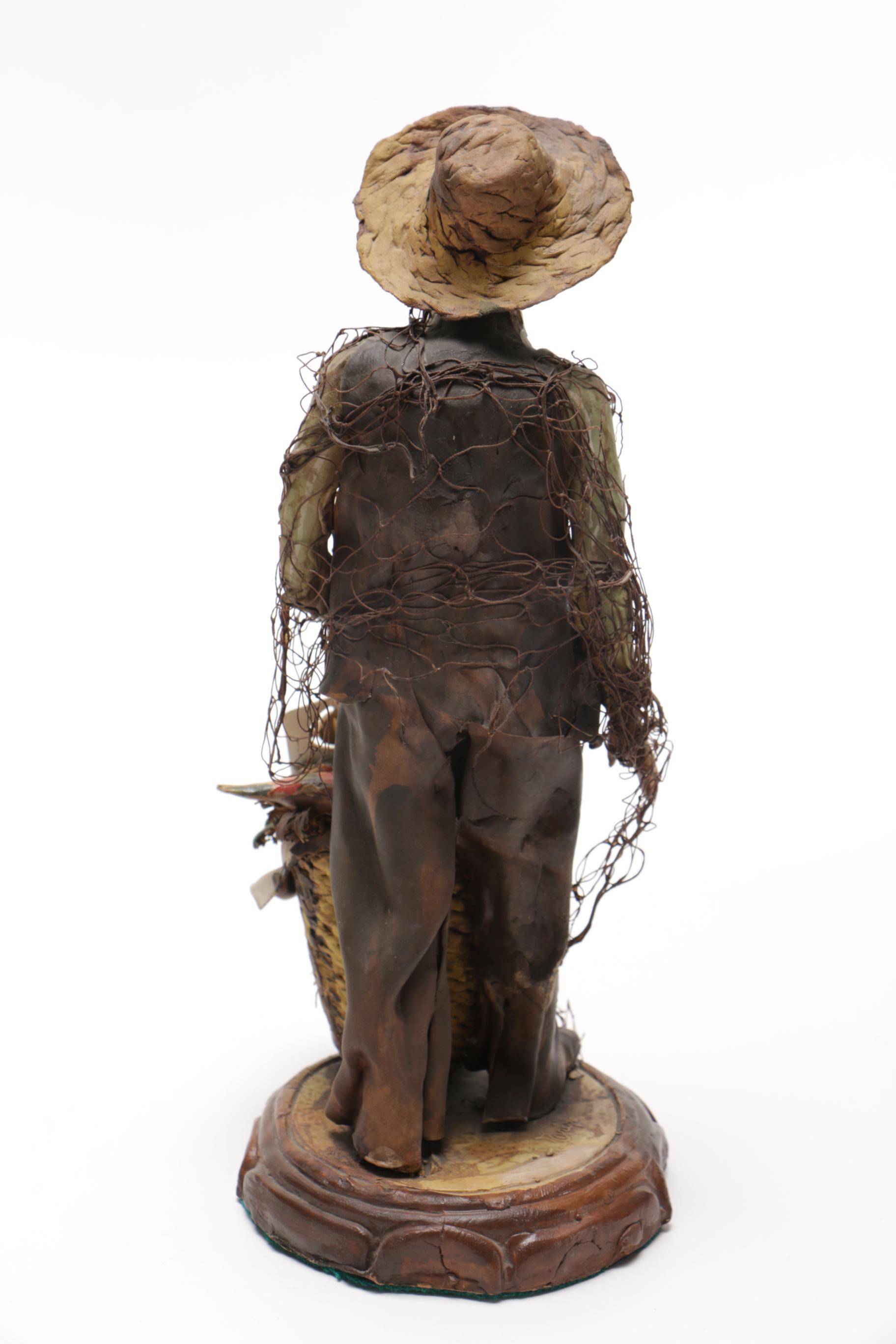 Handmade Terracotta Fisherman Figurine by Angela Tripi