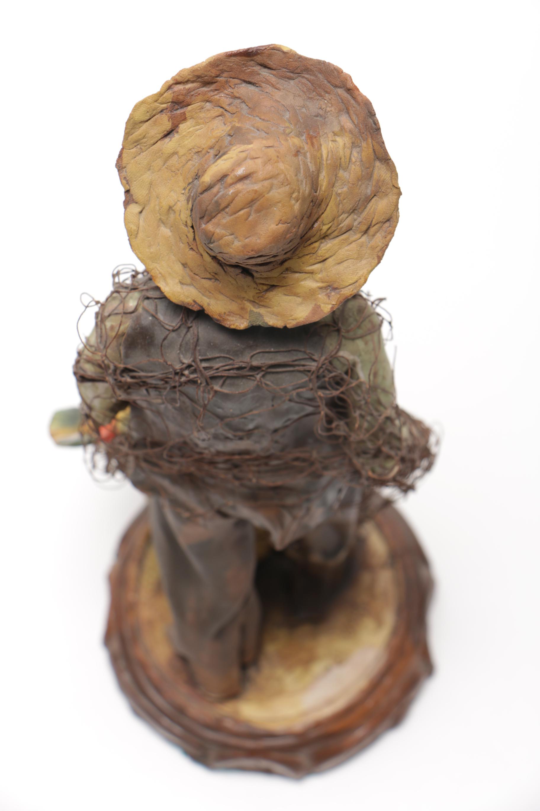 Handmade Terracotta Fisherman Figurine by Angela Tripi
