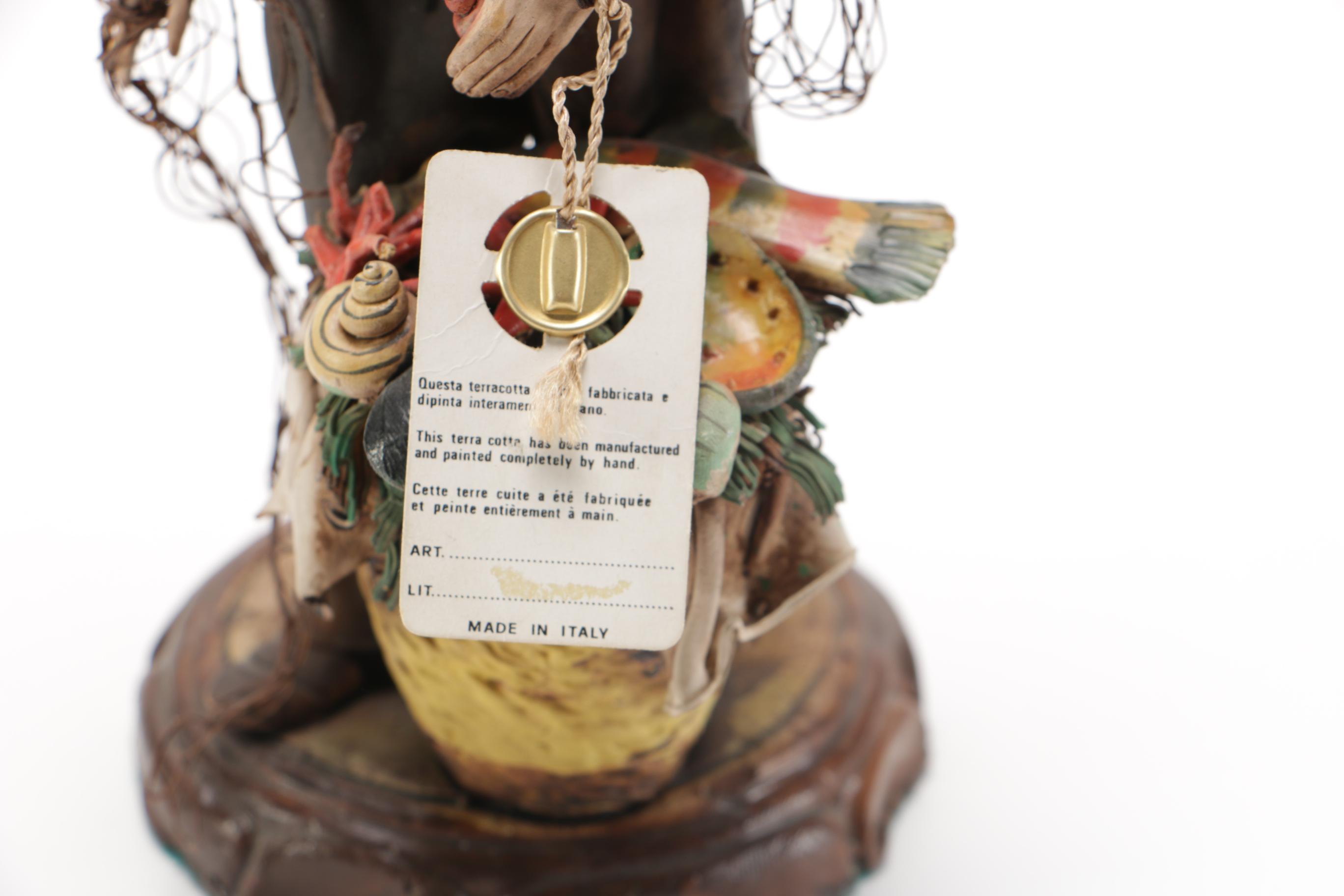 Handmade Terracotta Fisherman Figurine by Angela Tripi