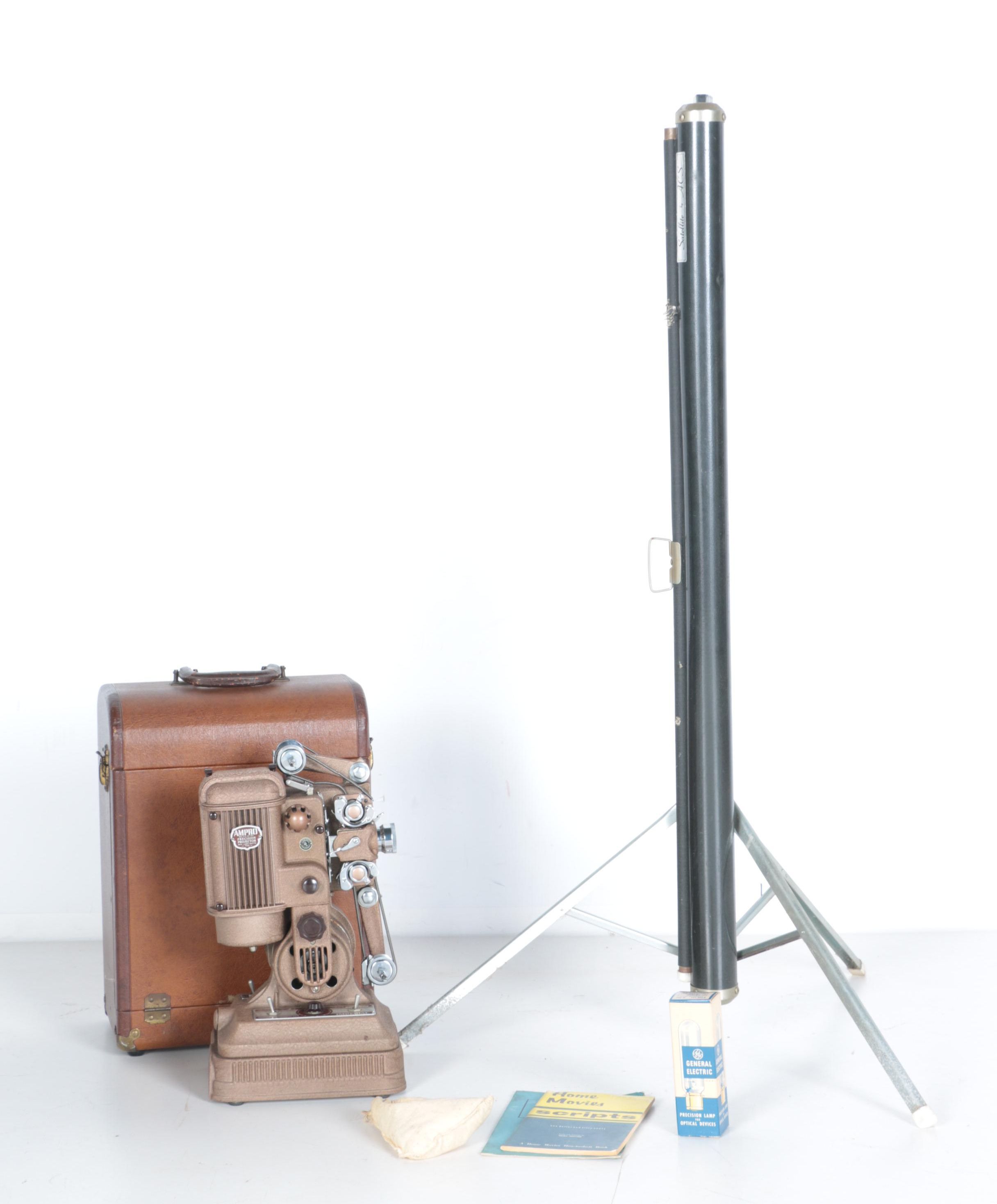 Vintage Ampro Precision Projector, Screen and Accessories