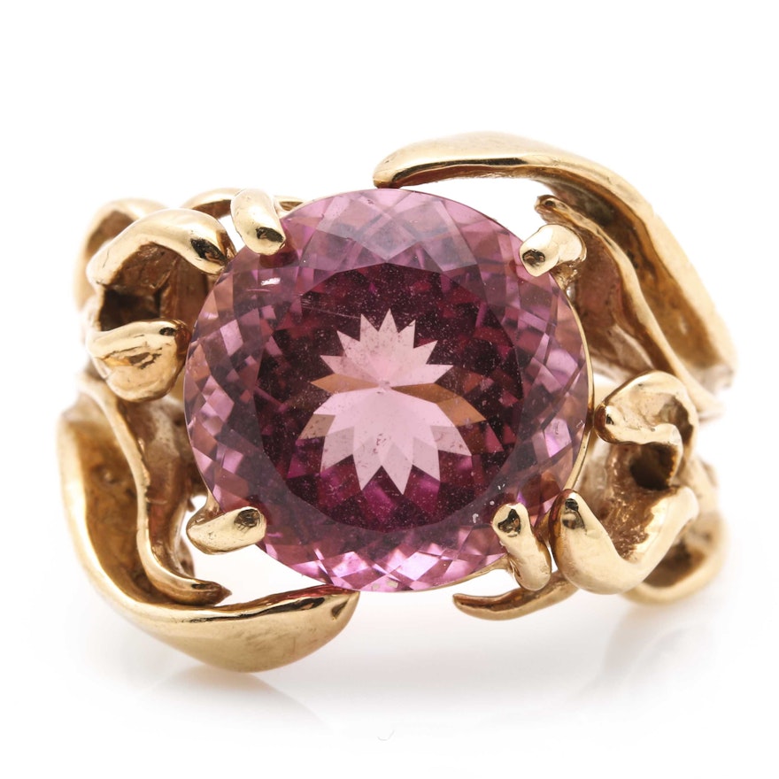 10K Yellow Gold Pink Tourmaline Ring