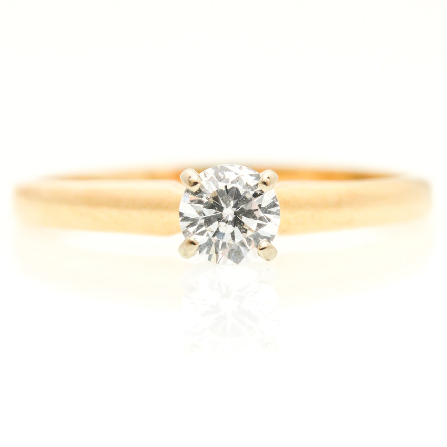 14K Yellow Gold Diamond Solitaire Ring