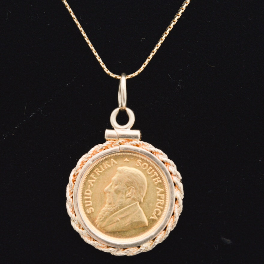 14K Yellow Gold Necklace With 1981 Krugerrand Coin Pendant