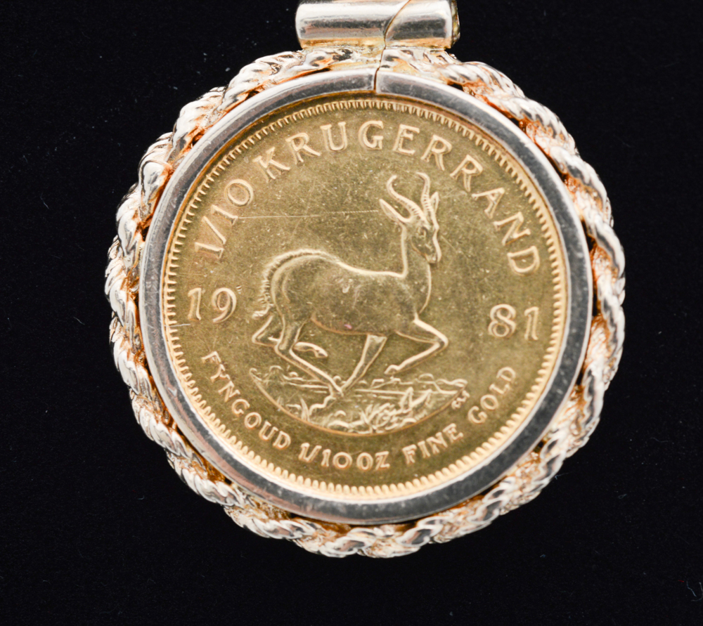 14K Yellow Gold Necklace With 1981 Krugerrand Coin Pendant