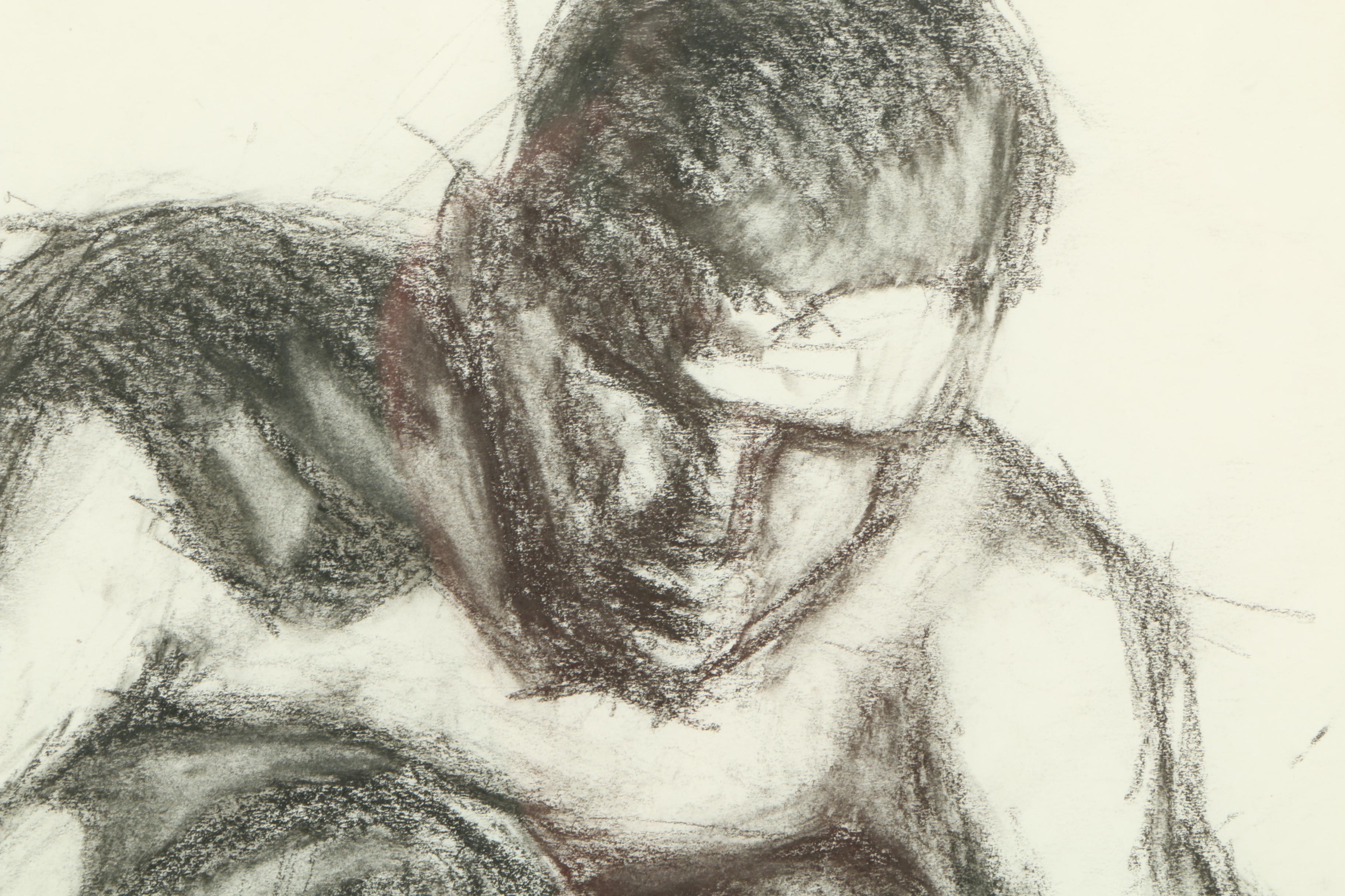 Framed Charcoal Figure Drawing