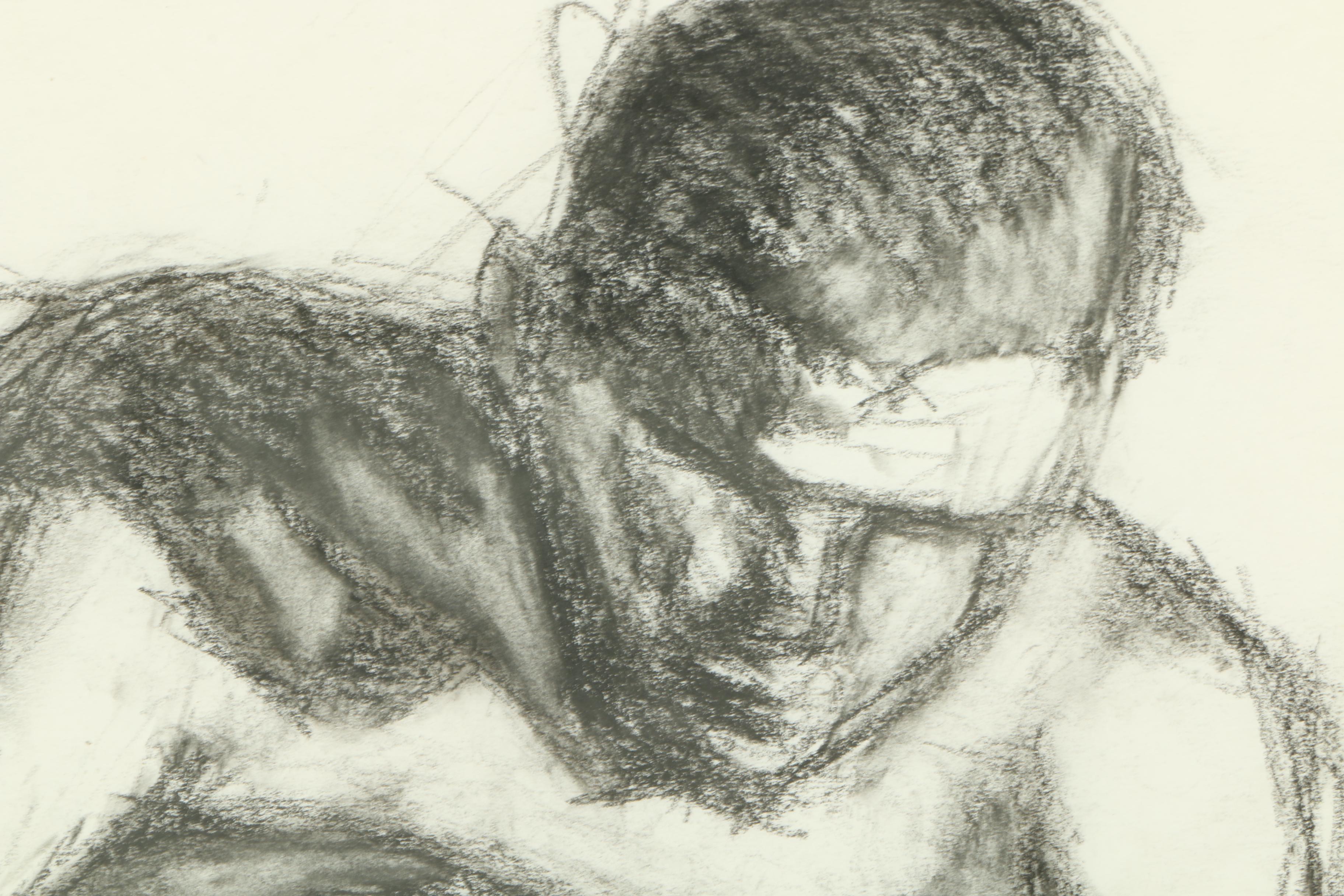 Framed Charcoal Figure Drawing