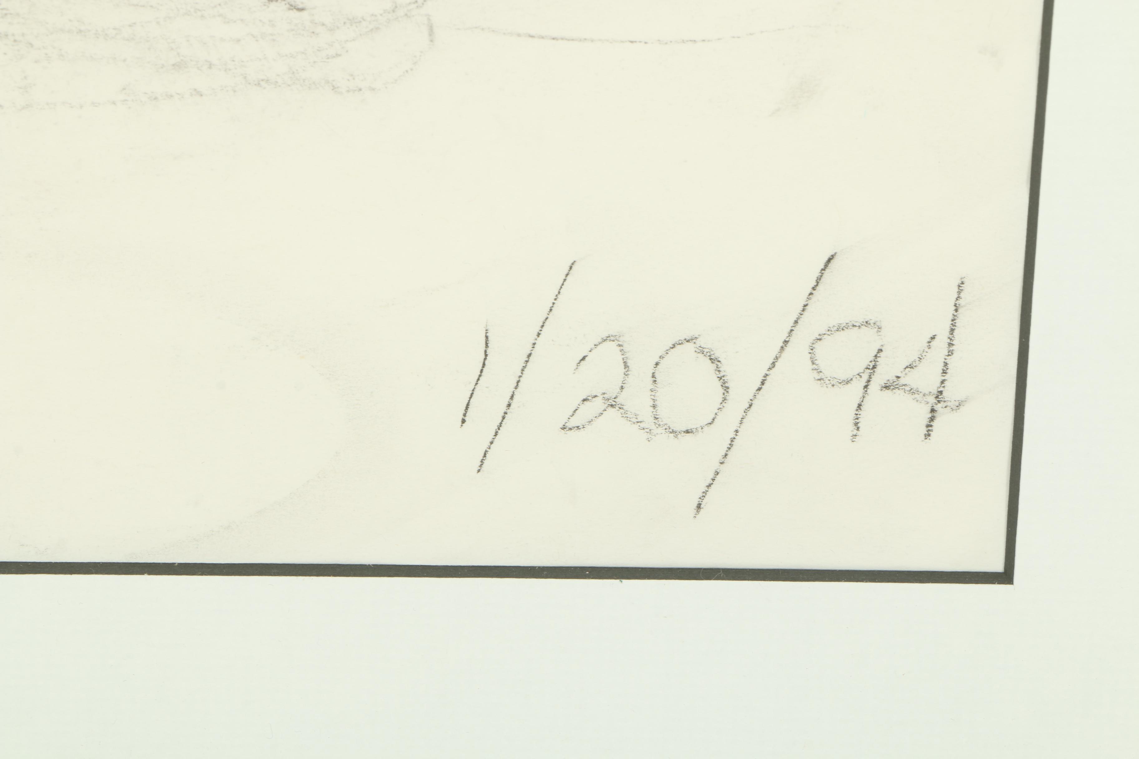 Framed Charcoal Figure Drawing