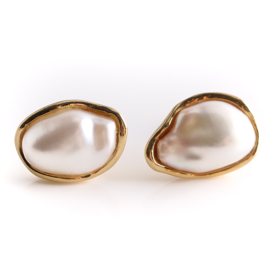 Tiffany & Co. 18K Yellow Gold Cultured Pearl Earrings