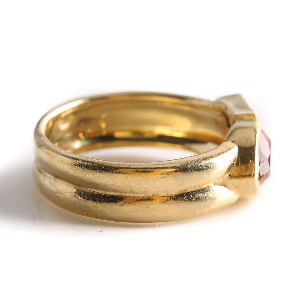 18K Yellow Gold Garnet, Diopside, and Citrine Ring