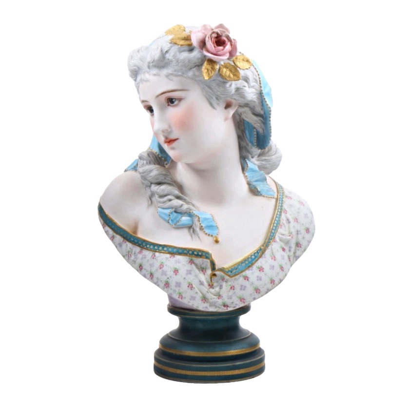 French Bisque Bust Signed A. Carrier Sevres Porcelain