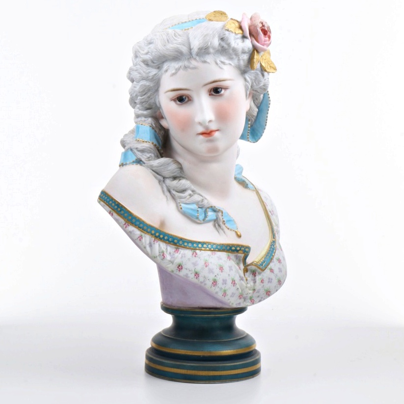 French Bisque Bust Signed A. Carrier Sevres Porcelain