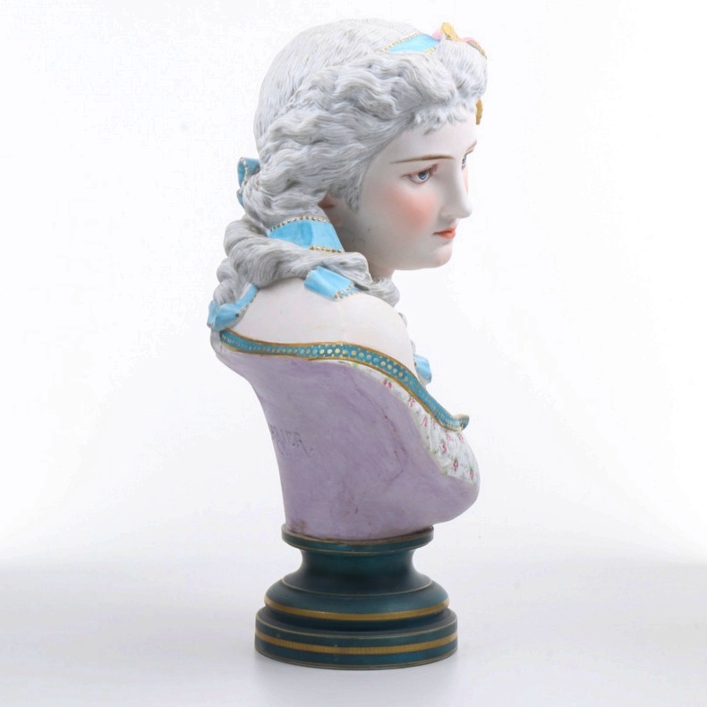 French Bisque Bust Signed A. Carrier Sevres Porcelain
