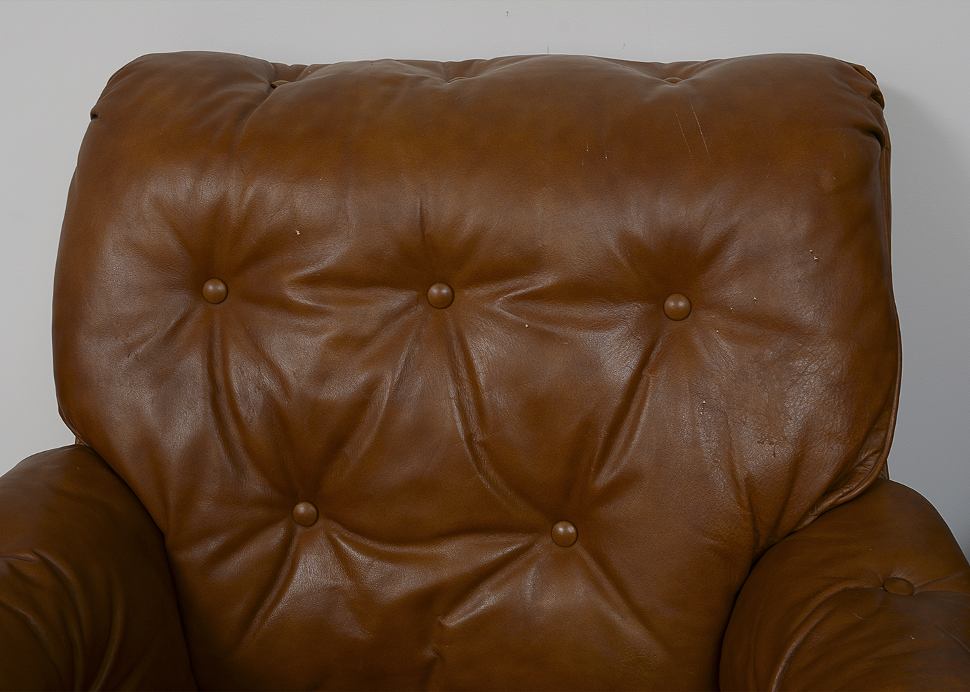 Two Vintage Drexel Heritage Leather Armchairs and Ottoman