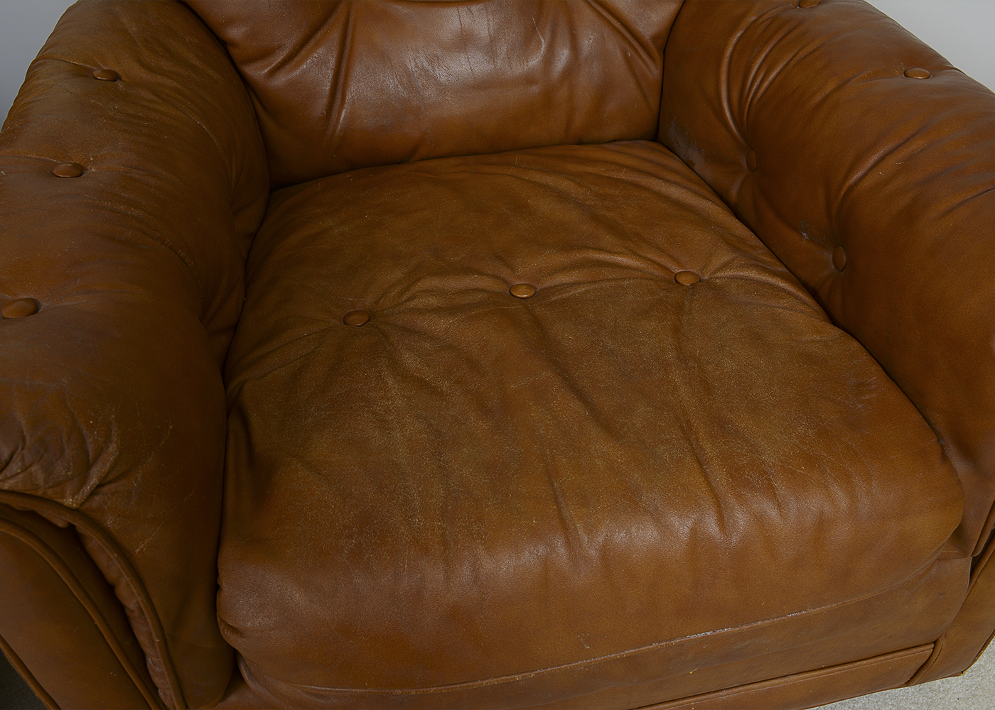 Two Vintage Drexel Heritage Leather Armchairs and Ottoman
