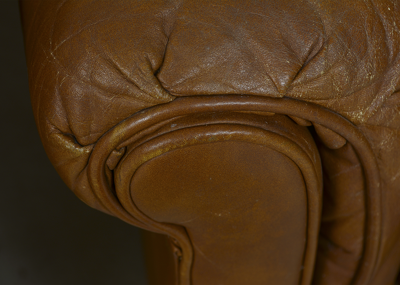 Two Vintage Drexel Heritage Leather Armchairs and Ottoman