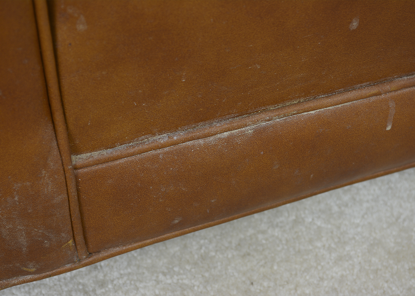 Two Vintage Drexel Heritage Leather Armchairs and Ottoman