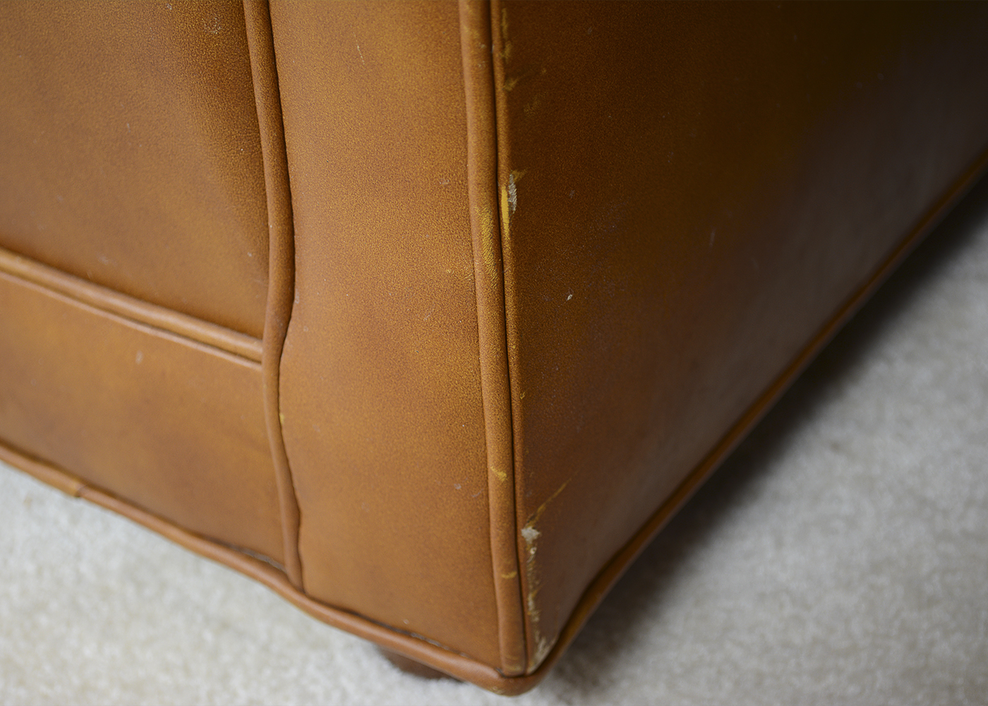 Two Vintage Drexel Heritage Leather Armchairs and Ottoman