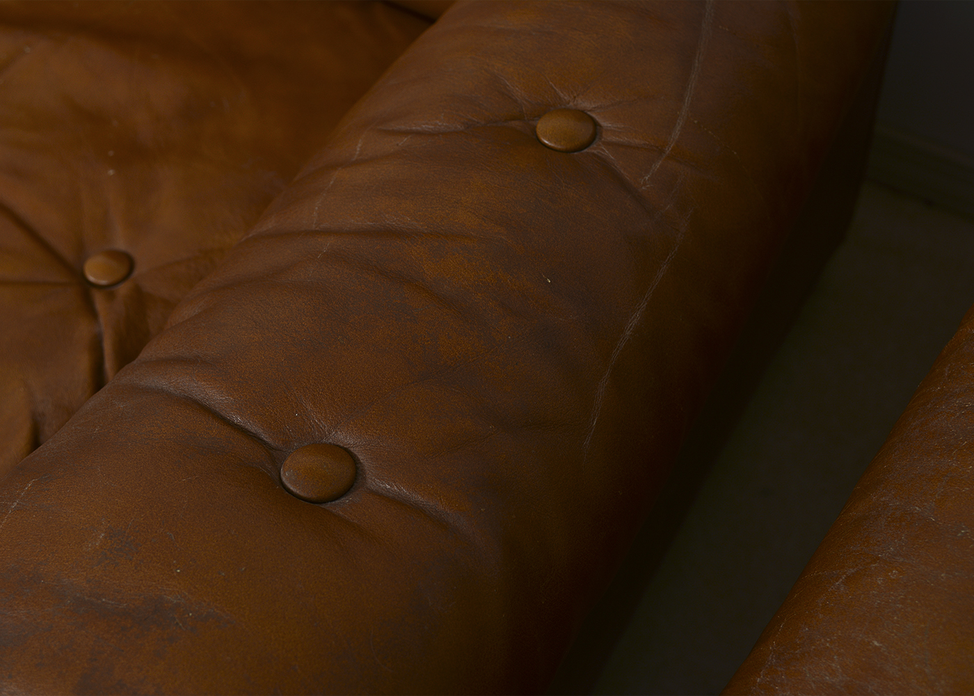 Two Vintage Drexel Heritage Leather Armchairs and Ottoman