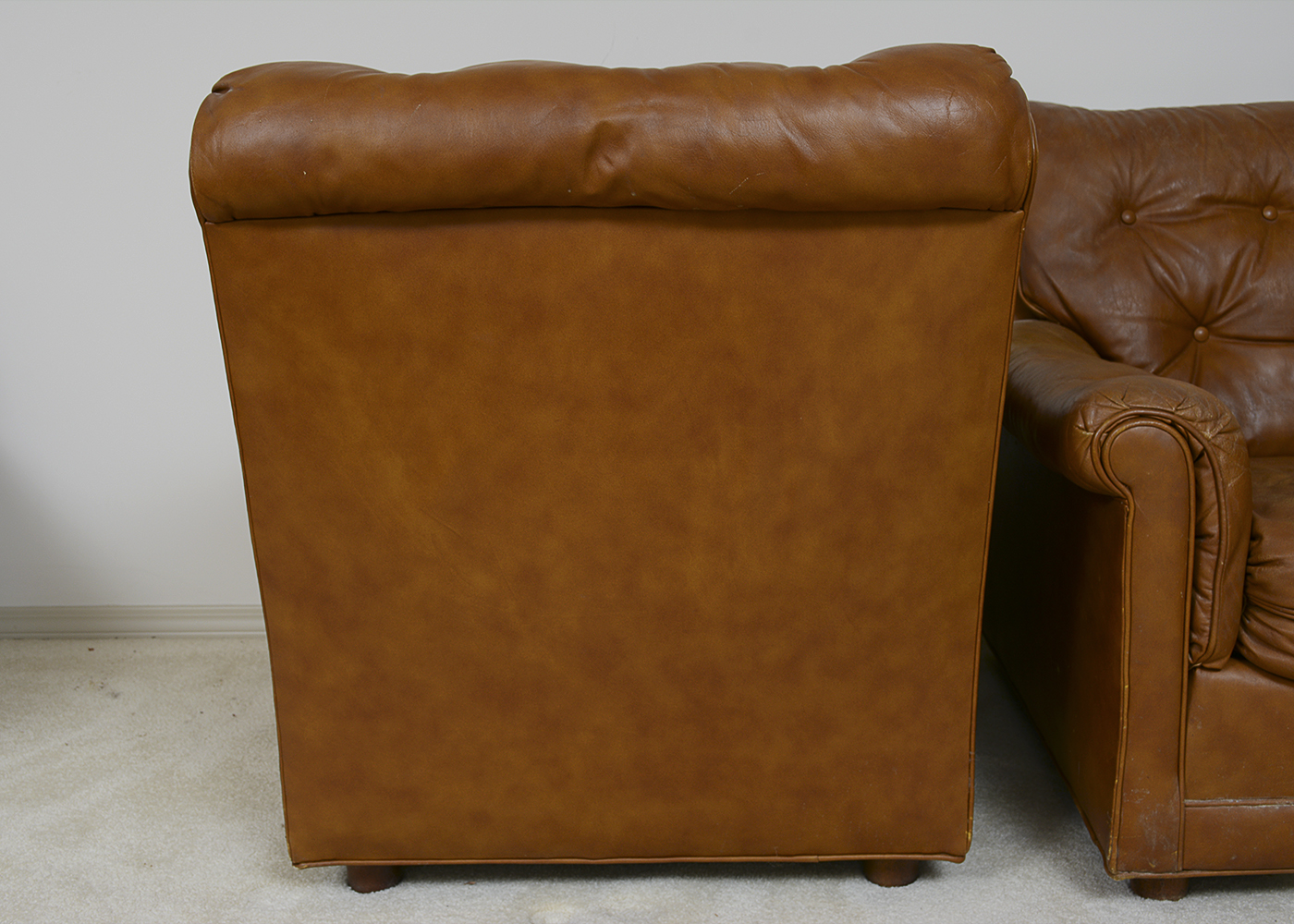 Two Vintage Drexel Heritage Leather Armchairs and Ottoman