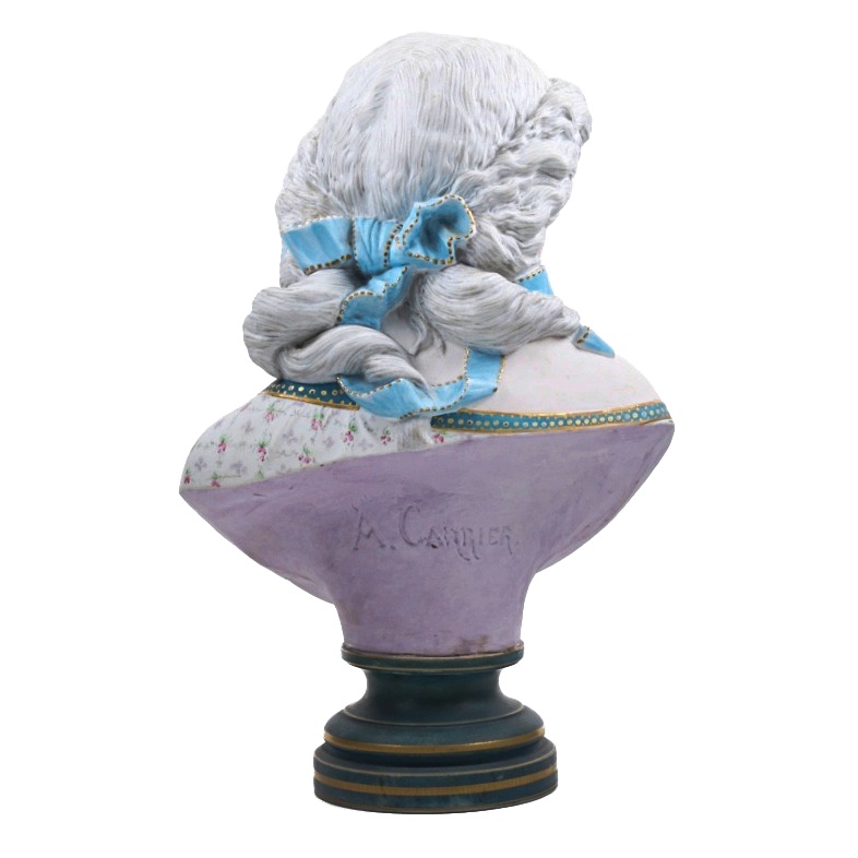 French Bisque Bust Signed A. Carrier Sevres Porcelain