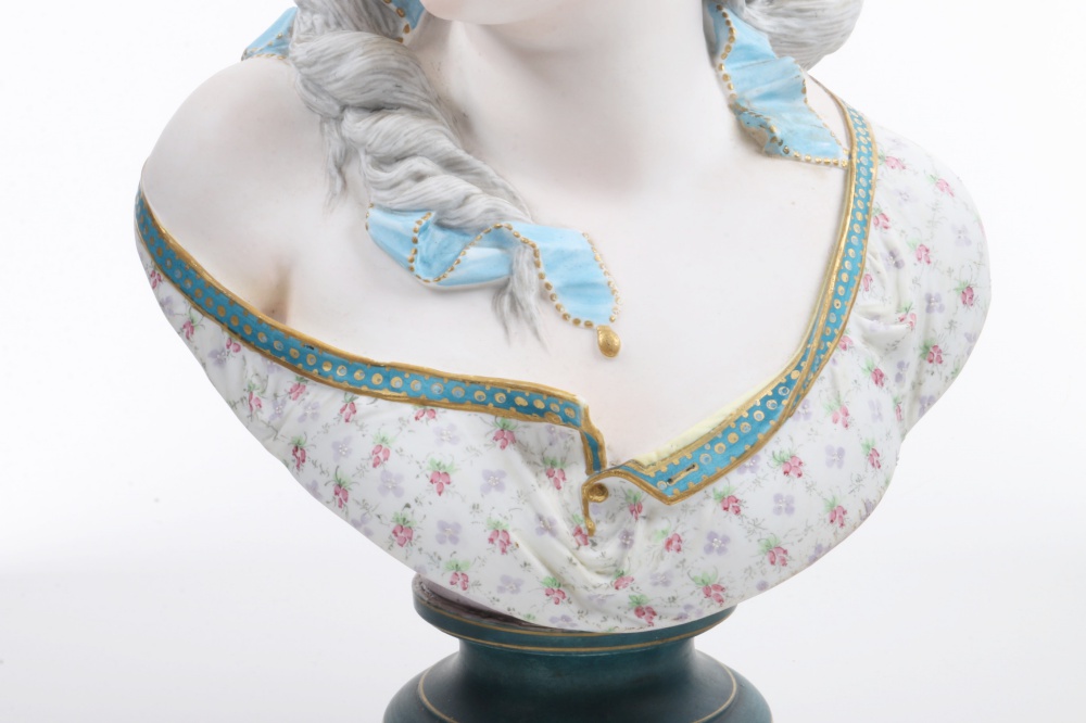French Bisque Bust Signed A. Carrier Sevres Porcelain