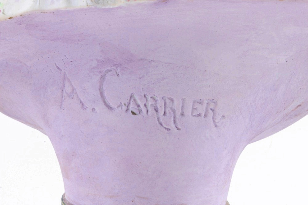 French Bisque Bust Signed A. Carrier Sevres Porcelain