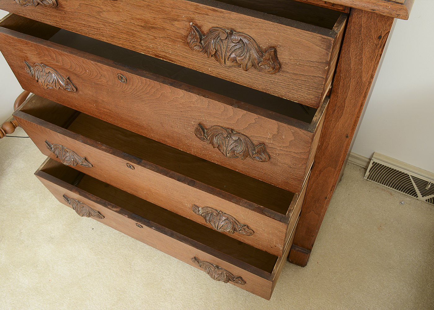 Antique Victorian Walnut Dresser With Mirror