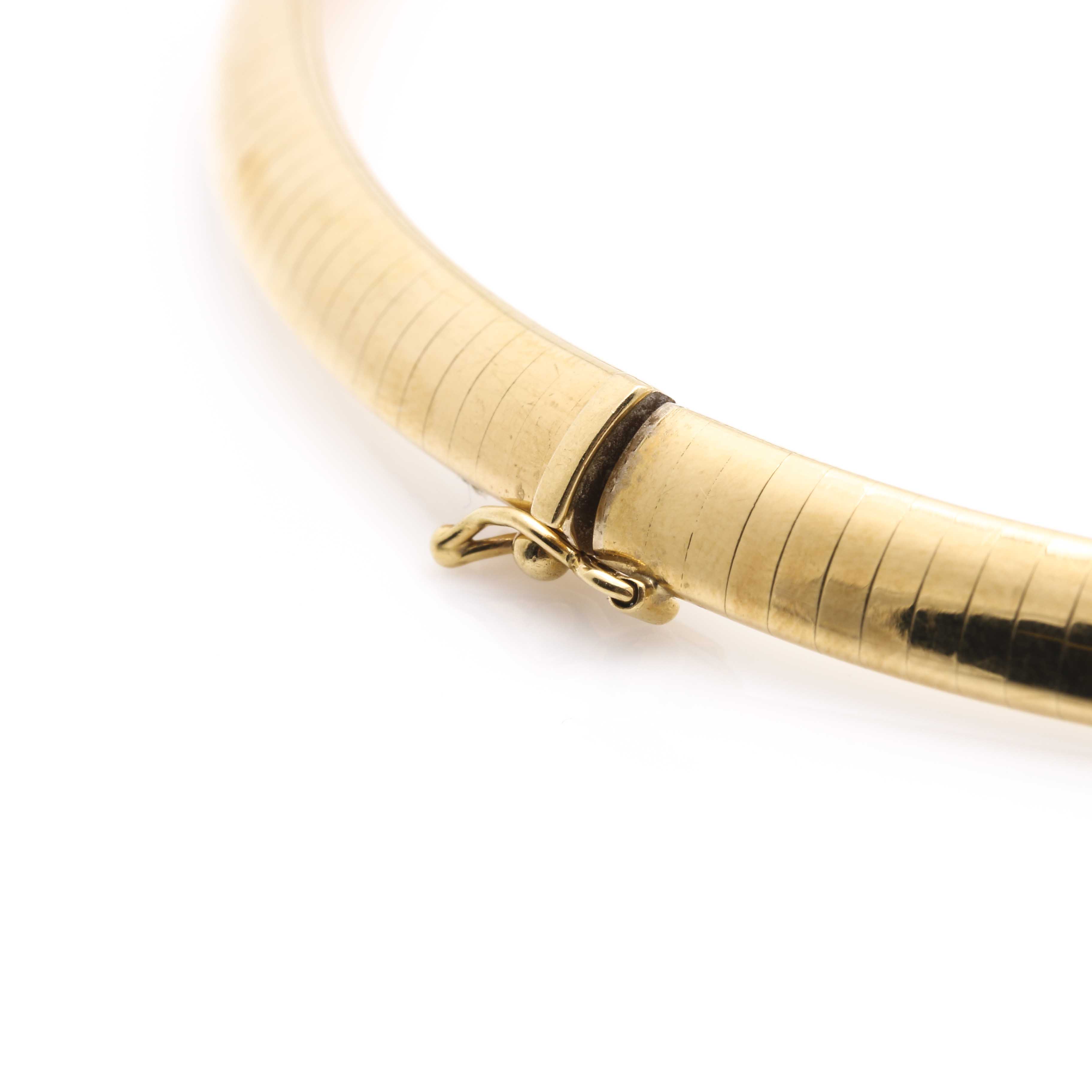 18K Yellow Gold Omega Chain Necklace